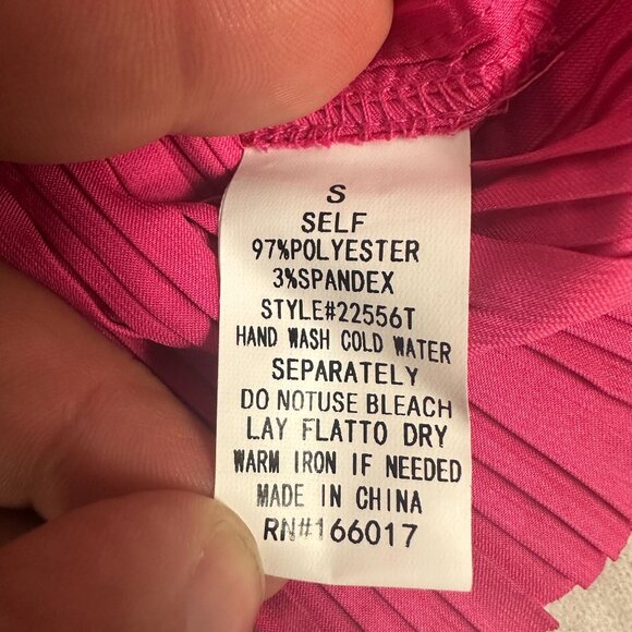 Blue b Collection Hot Pink Pleated Long Sleeve Top With Drawstring Waist Size S - Picture 8 of 8